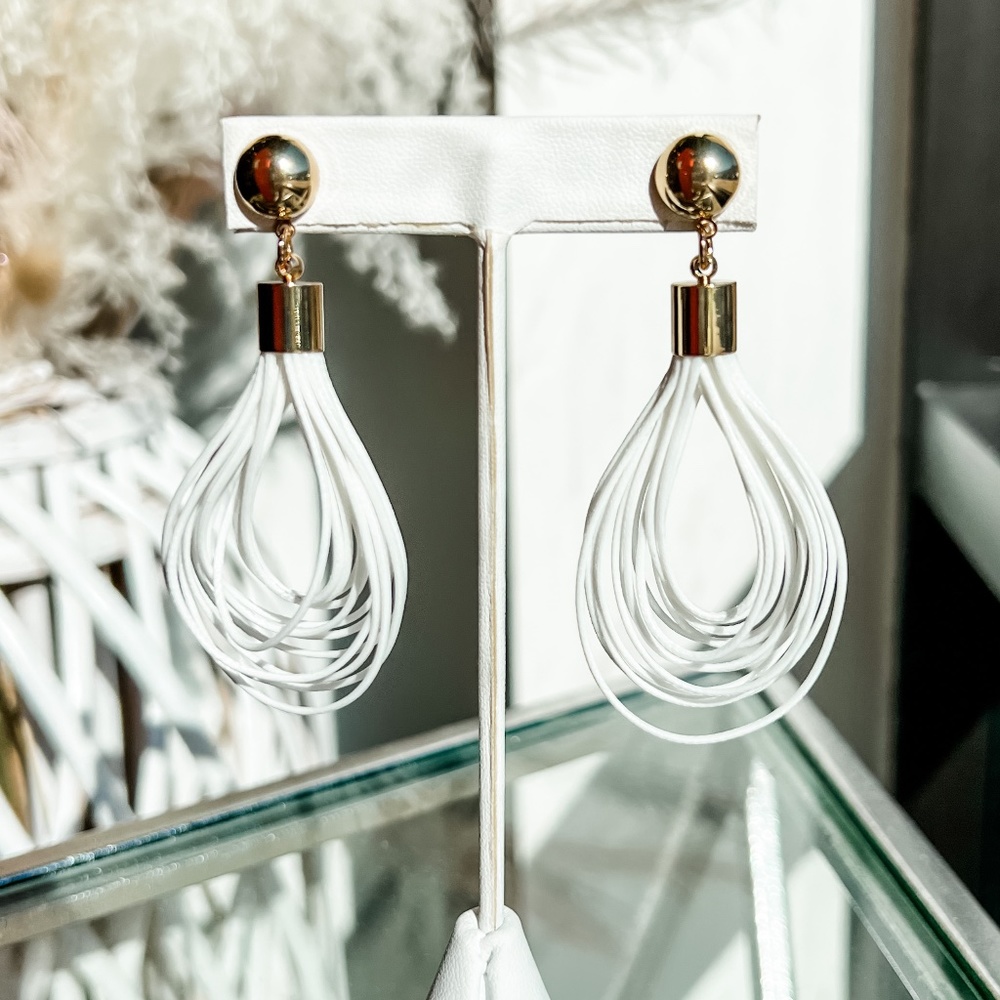 NWT Zenzii Brand Tear drop Leather Earrings in white